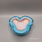 Vtg Turquoise Murano Sommerso Art Glass Teal Pink Cased Bowl Mcm 3 Slots Ash Tra