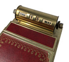 Vintage Park Sherman Brass Perpetual Desk Calendar Notepad Holder Mcm Red Pencil