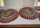 Rooster Chicken Wool Hooked Round Chair Pad Cushion Rug 15 5    Farmhouse Cottage