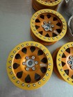 Vanquish 2 2 Method Beadlock Rc Wheels 4pc Orange w Gold Rings And Hubs