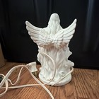 Vintage Bisque Guardian Angel With Child Figurine Night Light Lamp 