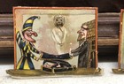 Lot Of 3 Small Antique Prints Glued Of Jester Play - L1