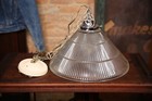 Vintage Antique Swag Light Hanging Holophane Glass Shade Ceiling Lamp Art Deco