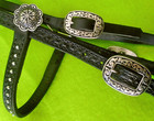 New Quality Allegany Mountain Black Tooled Beaded Headstall watt Buckles ranch