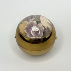 Rare Vtg Henriette Floral Brass Bauble Sphere Orb Powder Compact 1930-40   s Usa