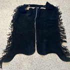 Barnstable Riding Suede Chaps Black Fringe Western Equestrian Rodeo Sz S