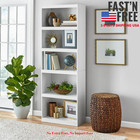  hot Sale  Framed 5-shelf Bookcase With Adjustable Shelves  White  New Usa