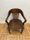Vintage Wood Office Chair Arm Side Banker Desk Courthouse Lawyer Antique Old Oak