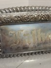 Antique Victorian Era Coffin Plate Father Etched Oddities Scroll Ornate 
