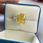 Elegant 925 Sterling Silver Yellow Citrine Topaz Wedding Engagement Ring Size 9