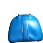 Vintage Brunswick Blue Faux Leather Bowling Bag Zip Closure Strap Handle
