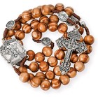 Nazareth Store Sacred St Michael Wood Beads Rosary Solid Wooden 20  Rosary