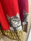 Vintage 1950   s Red Circle Skirt With Cats Sz S