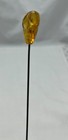 Antique Victorian Yellow Crystal Drop Shape Brass Metal 9 Inch Long Hat Pin