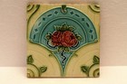 Antique Johnson Bros England Majolica Tile Art Nouveau Rose Arch Floral Design