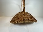 Vtg Wicker Rattan Gathering Flower Herb Basket Braided Handle French Cottage