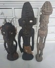 Vintage Papua New Guinea Carved Wood Ancestor Figure Set  3  Sepik River Spirits