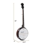 Costway 5 String Geared Tunable Banjo 24 Brackets Closed Back Remo Head W  Case