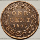 1893 Canada Large Cent Lovely Circulated Brown Queen Victoria Penny