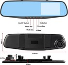 Mirror Dash Cam For Car  4 3  Backup Smart Rearview Mirror Camera  Waterproof Hd