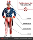 Morph Uncle Sam Costume Adult Patriotic Usa American Flag Suit M-xxl 4th Of July
