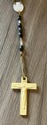 Vintage Catholic Rosary Black Bead Necklace Crucifix Cross Religious Prayer