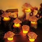 12 Pack Led Tea Lights With Artificial Pink Flower