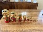 Russian Vintage Wooden Matryoshka Stacking Nesting Dolls Set Of 9