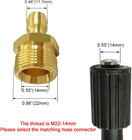 Joywayus Pressure Washer Coupler M22-14mm Male Thread To 1 4  Quick Connector Pl