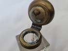 Small Antique Cut Faceted Glass Crystal Ink Well W  Brass Hinged Cap