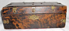 1850s Chinese Tortoise Shell Grain Painted W Brass Fittings Box Square Nails