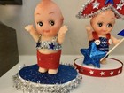 Vintage Trio Of Vtg Patriotic Kewpie Dolls July 4th Decor Hand Dressed