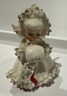 1958 Holt Howard Ermine Angel Muff Angel Figurine Candle Holder Labels