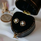 Vintage Sterling Silver Fire Opal Flower Stud Claw Post Dainty Earrings Gift