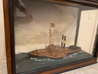 Antique American Paddle Wheeler Encased Model Ship Boat Maritime Diorama
