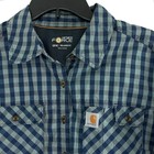 Carhartt Force Plaid Shirt Women s Large 12 14 Blue Relaxed Fit Work Hiking
