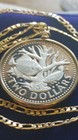 1973 Barbados Tropical Fish Coin Pendant On An 18kgf 23  Gold Filled Chain