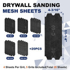 20pcs 4-3 16 x11-1 4 Drywall Sanding Screen  60-320 Grit Mesh Sandpaper   Silico