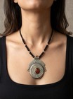 Rare Antique Moroccan Tuareg Carnelian Pendant Medallion Berber Tribal Necklace