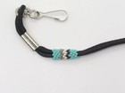 Handmade Glass Seed Bead Black Cord Lanyard Multicolor 19  Silver Tone Hook