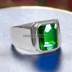 Peridot Emerald Cut Gemstone With 925 Sterling Silver Ring For Men s  900