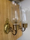 Vintage Pair Solid Brass Wall Sconce Candle Holders Glass Globes 10 5    H Set 2