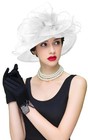 Wide Brim Women s Church Hat With Leaf   Flower For Kentucky Derby  Bridal Showe