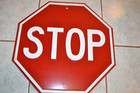 Nos Old Heavy Steel Red Stop Sign W  Embossed Letters New Old Stock