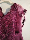 Women s Formal Dark Purple Tie Back Lace Sheer Padded Chest Dress Size 14