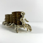 Sam Fink Lipstick Holder Filigree Cherub Leaf Base Silver Tone