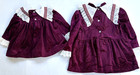 Vtg  Lot Match Pretty Picture Velvet Lace Ribbon Twin Dress Sizes 4t 12 Mo Usa