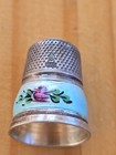 Rare Sterling Silver Guilloche Enamel Antique Thimble Lovely Condition