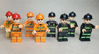 Set Of 8 Custom Lego Urban City Construction Worker   Fire Fighter Minifigures