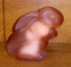 Paden City Frosted Pink Glass  alfie  Bunny Rabbit Cotton Dispenser - 4 7 8 